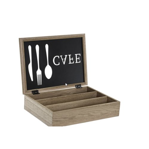 Besticks-sortering DKD Home Decor Brun Svart Metall Tr MDF Vint