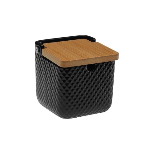 Sockerstrare Versa Svart Keramik Bambu Dolomite 8,3 x 8,3 x 8,3