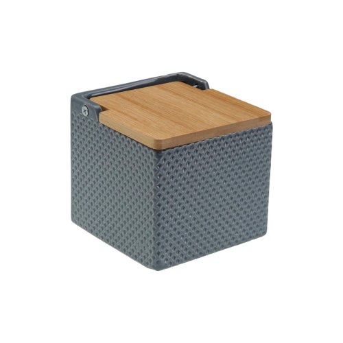Saltkar med lock Versa Gr Keramik Bambu Dolomite 11 x 11 x 11 c