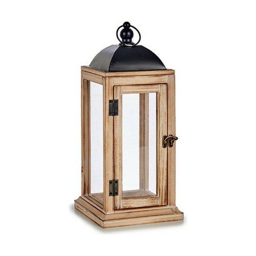 Lykta Naturell Svart Metall Tr (18 x 43 x 18 cm) (6 antal)