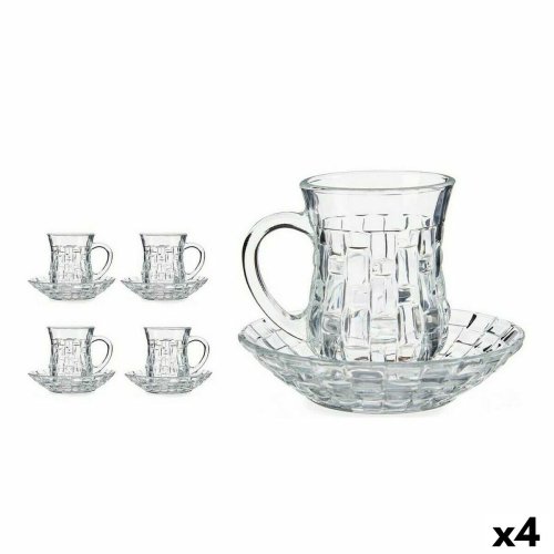 Set med koppar och fat 125 ml Transparent Glas (12 x 9 x 12 cm)