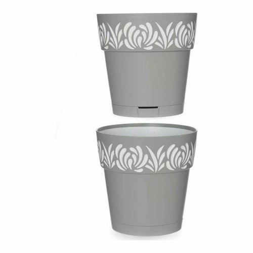 Sjlvvattnande blomkruka Stefanplast 88301 Gaia Vit Gr Plast 15