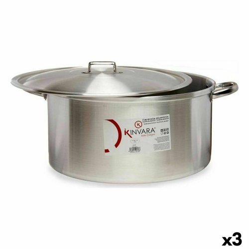 Kastrull med lock Kinvara 100015 Silvrig 53 x 24 x 43 cm (3 anta