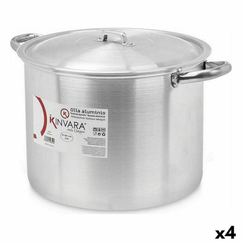 Gryta med lock  30 cm Silvrig Aluminium (4 antal)