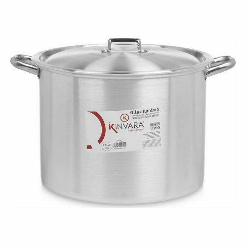 Gryta med lock  34 cm Silvrig Aluminium (2 antal)