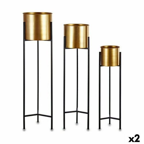 Set med planteringskrl Svart Gyllene Metall (2 antal)