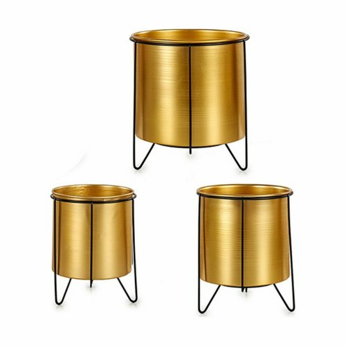 Set med planteringskrl Svart Gyllene Metall (4 antal)