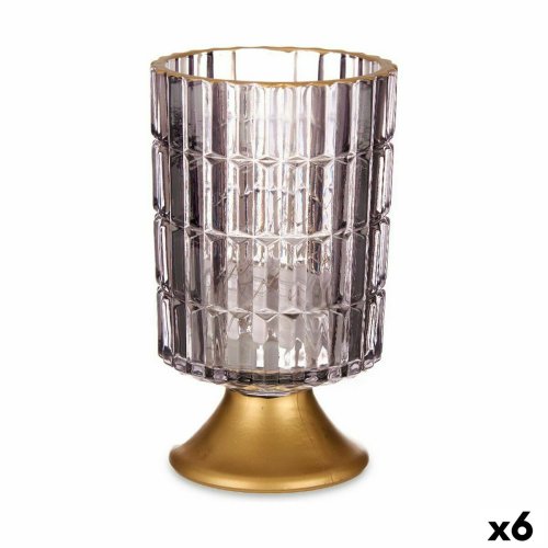 LED-lykta Gr Gyllene Glas 10,7 x 18 x 10,7 cm (6 antal)