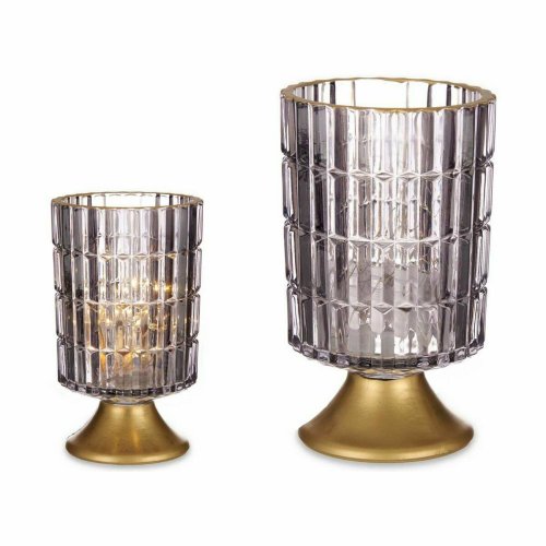 LED-lykta Gr Gyllene Glas 10,7 x 18 x 10,7 cm (6 antal)