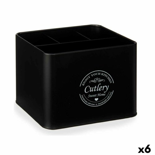 Multifunktionell korg Bestick Svart Metall 18 x 13,3 x 15,3 cm (