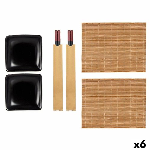 Sushiset Kinvara Svart Keramik Bambu 20,5 x 3 x 27 cm (6 Delar)