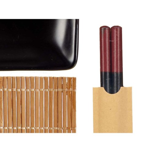 Sushiset Kinvara Svart Keramik Bambu 20,5 x 3 x 27 cm (6 Delar)