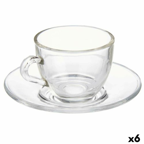 Kopp med assiett Vivalto S12212/BHA Transparent Glas 85 ml (6 an