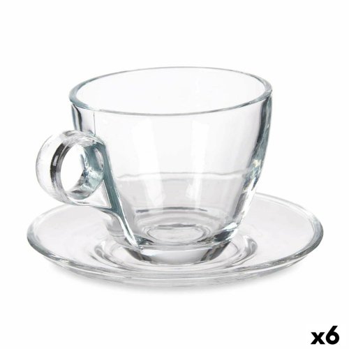 Kopp med assiett Transparent Glas 170 ml (6 antal)