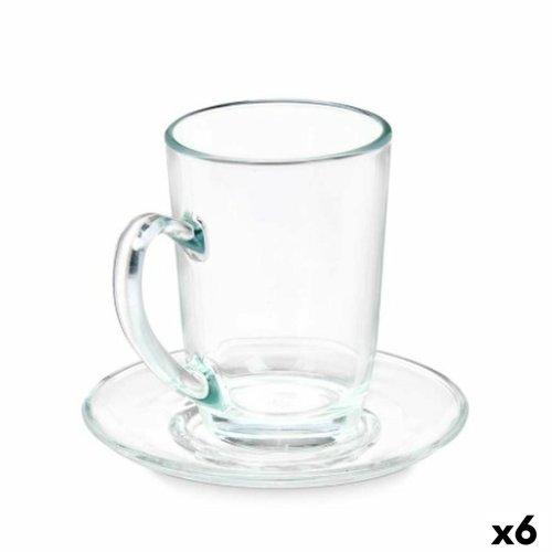 Kopp med assiett Vivalto 41089 Transparent Glas 200 ml (6 antal)