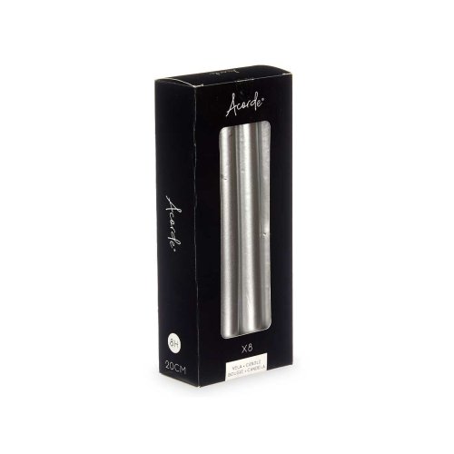 Set med levande ljus Acorde 126-E-AR Silvrig 2 x 2 x 20 cm (12 a