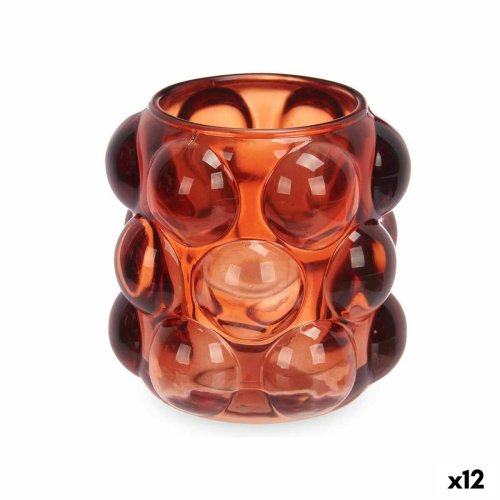 Ljusstakar Mikro-prlor Orange Glas 8,4 x 9 x 8,4 cm (12 antal)