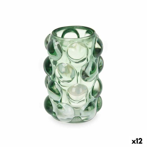 Ljusstakar Mikro-prlor Grn Glas 8,4 x 12,5 x 8,4 cm (12 antal)