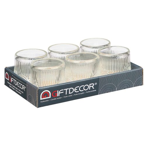 Ljusstakar Rnder Transparent Glas 7,5 x 7,8 x 7,5 cm (12 antal)