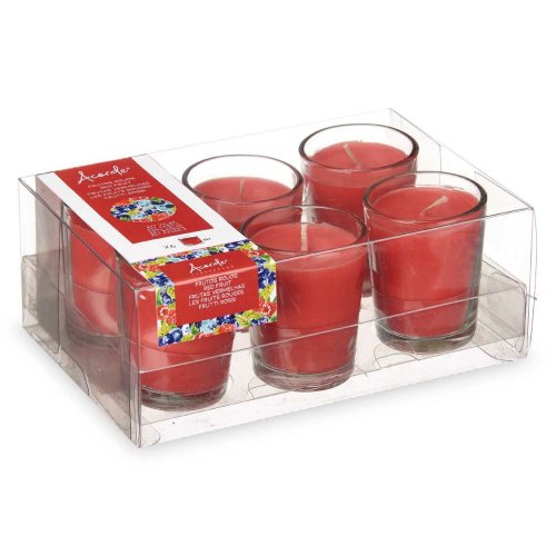 Set med Doftljus Acorde 48-A-AR Rda Br Glas (12 antal)