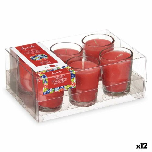 Set med Doftljus Acorde 48-A-AR Rda Br Glas (12 antal)