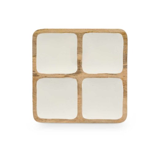 Bricka med fack MALI-991 W Vit 29,5 x 3 x 29,5 cm (6 antal)