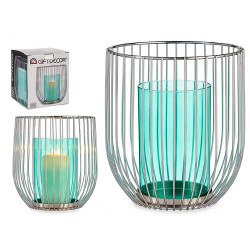 Ljusstakar Gift Decor Bl Silvrig Metall Glas 15 x 17 x 15 cm (8