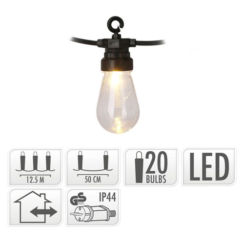 Bollkrans med LED Party Lighting Vintage Varmvit 12,5 m