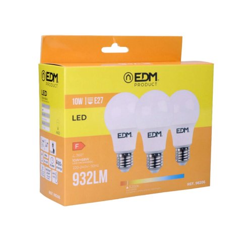 Frpackning med 3 LED-lampor EDM 98206 F 60 W 10 W 68 W E27 810