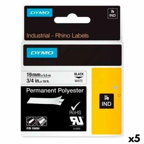 Laminerat Band till Etikettskrivare Rhino Dymo ID1-19 19 x 5,5 m