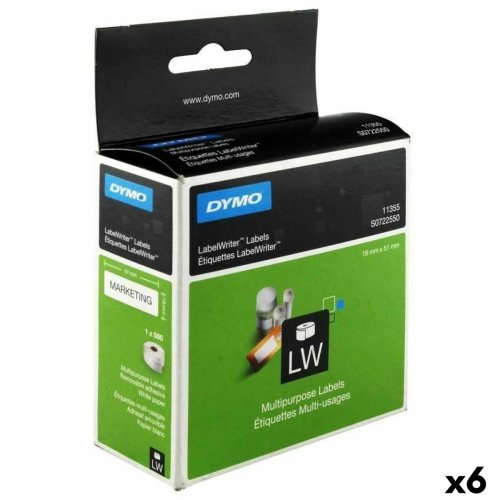 Etiketter p rulle Dymo LW11355 19 x 51 mm Vit Svart (6 antal)