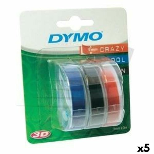 Laminerat Band till Etikettskrivare Dymo 9 mm x 3 m Rd Svart Bl