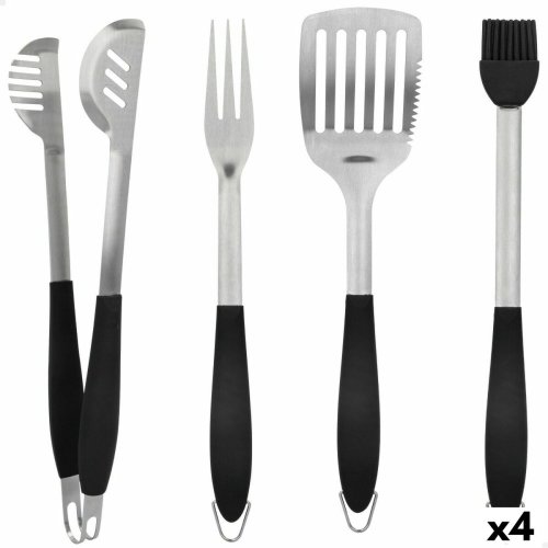 Set med Redskap fr Barbecue Aktive 4 Delar Grill Rostfritt stl