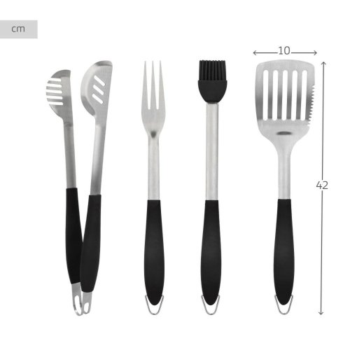 Set med Redskap fr Barbecue Aktive 4 Delar Grill Rostfritt stl