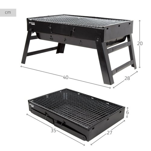 Brbar Grill Aktive Rektangulr Svart Stl 40 x 20 x 28 cm