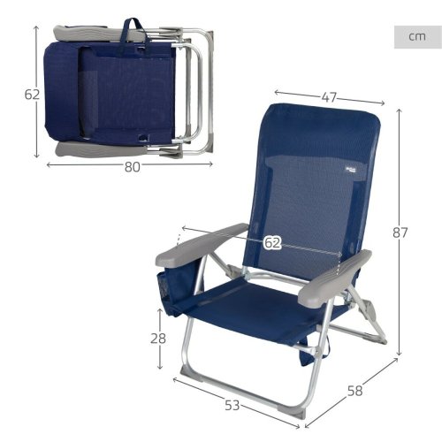 Strandstol Aktive Slim Hopfllbar Marinbl 47 x 87 x 58 cm (2 an