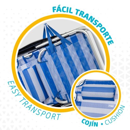 Strandstol Aktive Hopfllbar Kudde Vit Bl 48 x 84 x 46 cm (2 an