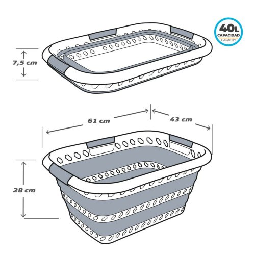 Hopvikbar tvttkorg Aktive polypropen TPR 61 x 7,5 x 43 cm 61 x