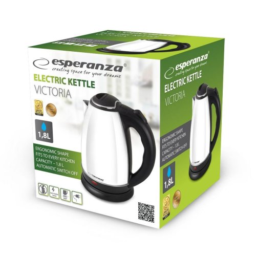 Vattenkokare Esperanza EKK113W Vit Svart Rostfritt stl Plast 18