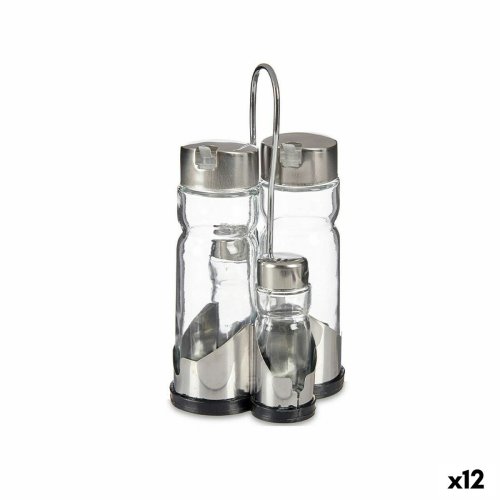 Kryddset Anna Transparent Silvrig 10 x 10 x 21 cm (12 antal)