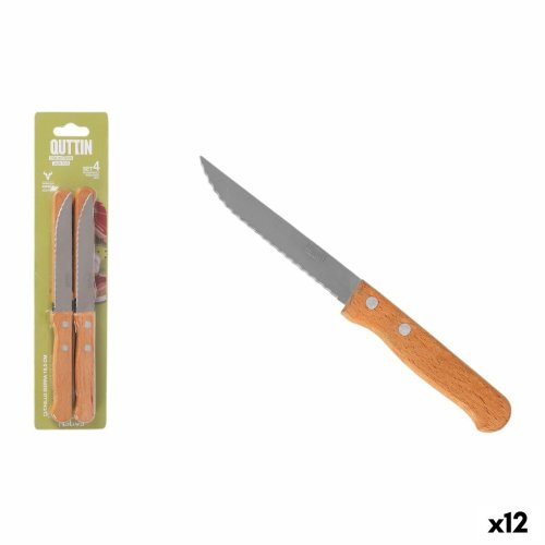 Set med kttknivar Inde Natura Brun Silvrig 10,5 cm Flera anvnd