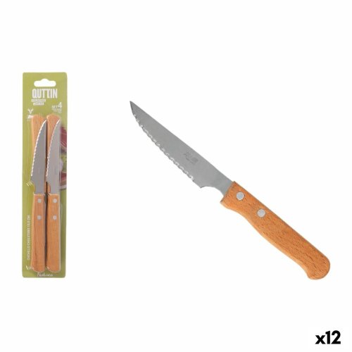 Set med kttknivar Inde NATURA Brun Silvrig 10,5 cm 4 Delar (12