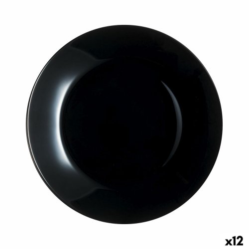 Platt skl Luminarc Zelie Negro Svart Glas  25 cm (12 antal)