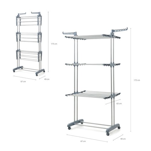 Vertikalt hopf�llbart torkst�ll med hjul Dolver InnovaGoods 24 S