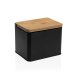 Saltkar med lock Versa Svart Metall Bambu 11 x 11 x 14 cm