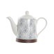 Tekanna DKD Home Decor Bl Vit Brun Gummitr Stengods