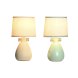 Bordslampa DKD Home Decor Tyg Polyester Grn Krm Stengods 220 V