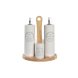 Set med olja och vinger DKD Home Decor Vit Tr Stengods 18 x 15
