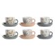 Set med koppar och fat DKD Home Decor Bl Gr Multicolour Ljusro