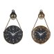 Vggklocka DKD Home Decor 43 x 8 x 71 cm Glas Svart Gyllene Jrn